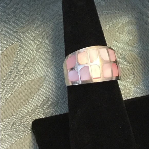 Sterling Silver Jewelry - Sterling Silver Mother of Pearl Inlay Ring SZ 6.5